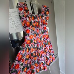 Alexia Admor tangerine print smocked mini dress